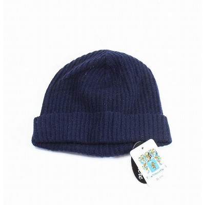 PORTOLANO NEW Blue Knitted Cashmere Navy 's One Size Cuffed Beanie $98 #294 888061866793 eb-61182849